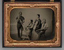 Untitled [group of people with equipment], 1865. Creator: Unknown.