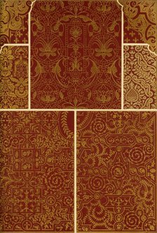 French Renaissance weaving, embroidery and book covers, (1898). Creator: Unknown.