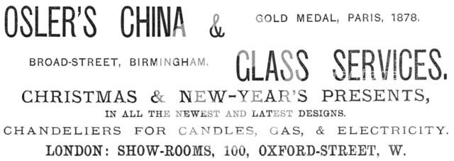 Osler's China & Glass Services, 1883. Creator: Unknown.