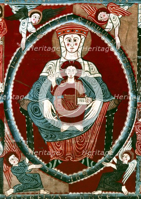 Front of the altar in the chapel of Santa Margarita, central detail with the saint, from Sant Mar…