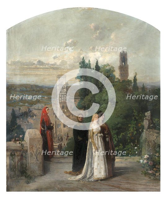 Dante and Beatrice. Creator: Induno, Gerolamo (1825-1890).