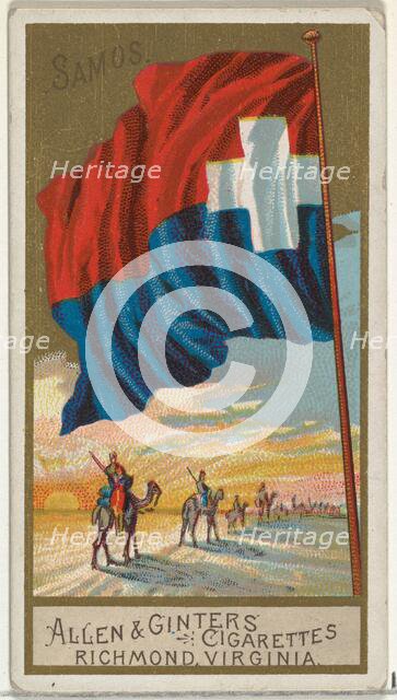 Samos, from Flags of All Nations, Series 2 (N10) for Allen & Ginter Cigarettes Brands, 1890., Creator: Allen & Ginter.