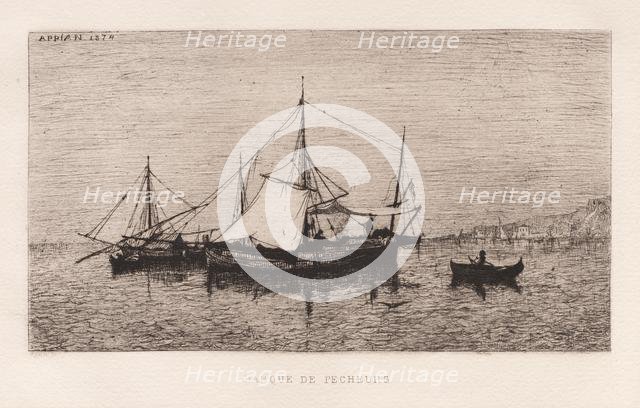 Fishing Boat/Coastal Shipping Boat (Italian Coast)..., 1874. Creator: Adolphe Appian (French, 1818-1898).