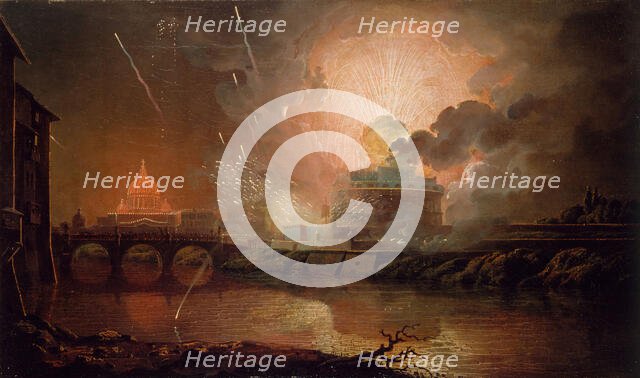 Firework Display at the Castel Sant Angelo, 1774-1778.  Creator: Joseph Wright of Derby.