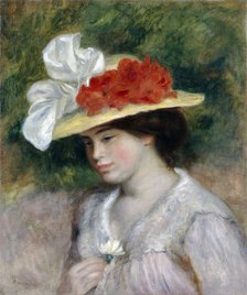Woman in a Flowered Hat, 1889. Artist: Renoir, Pierre Auguste (1841-1919)
