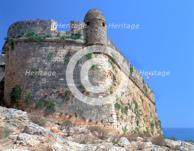 Bastion walls, the Fortezza, Rethymnon, Crete, Greece.