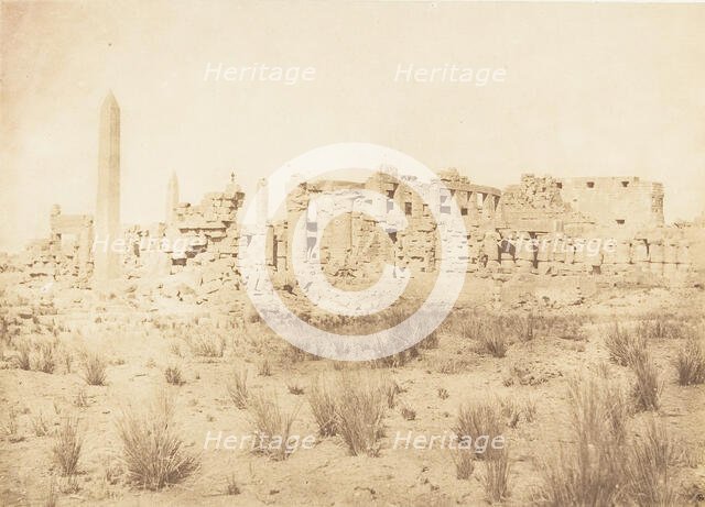 Vue générale des ruines du Palais de Karnac, prise du Nord, 1849-50. Creator: Maxime du Camp.