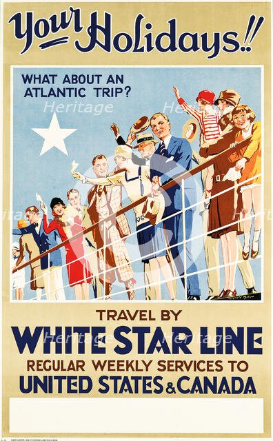 White Star Line - Your Holidays!, c1927. Creator: Mills, Reginald (1896-1950).