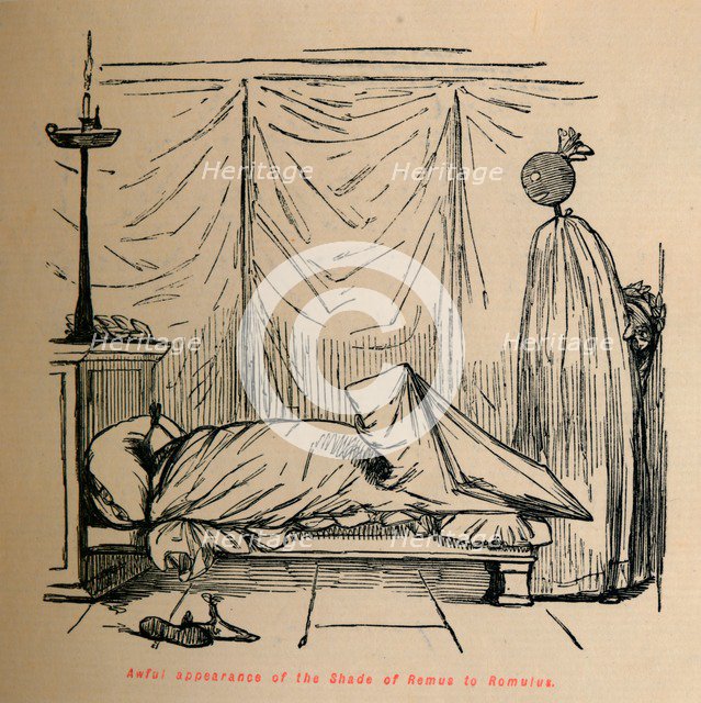 'Awful appearance of the Shade of Remus to Romulus', 1852. Artist: John Leech.