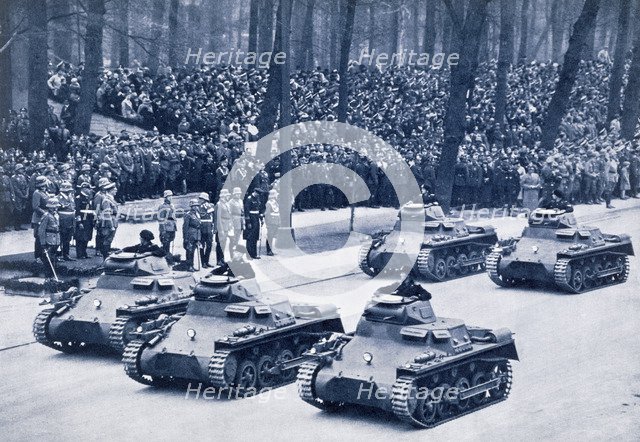 Convoy of tanks taking part in Adolf Hitler's birthday celebrations, 29th April 1936. Artist: Unknown