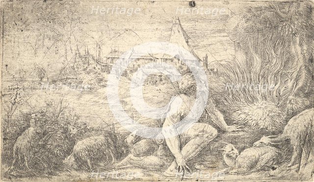 Moses and the burning bush, ca. 1544-47. Creator: Andrea Schiavone.