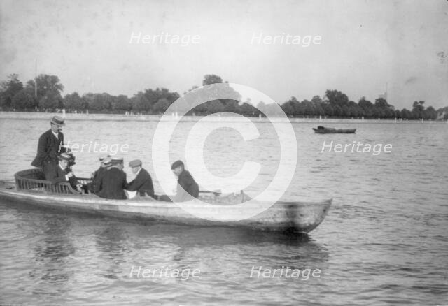 Seven men in a boat, Cambridge, Massachusetts, 1906. Creator: Unknown.