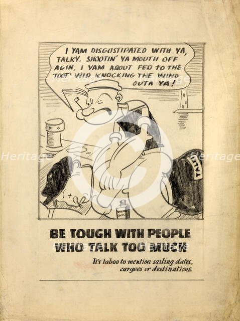 'Be tough with people who talk too much. It's taboo to..., WWII poster, between 1939 and 1946. Creators: Central Office of Information, Unknown.