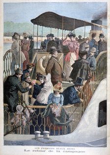 Parisians returning from the countryside by boat, 1894. Artist: Weber