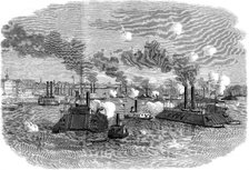 Naval battle on the Mississippi, Memphis, Tennessee, American Civil War, July 1862. Artist: Unknown
