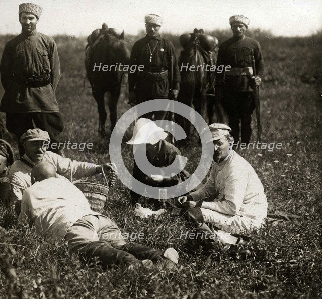 Leon Trotsky with his wife in the Caucasus, 1929.