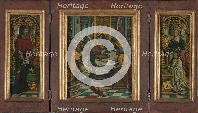 Triptych with the Last Supper and Donors, c.1525-c.1530. Creator: Jacob Cornelisz. van Oostsanen.