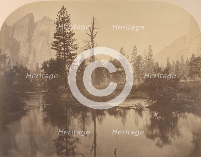 River View Down Valley, Cathedral Rock on Left, 1861. Creator: Carleton Emmons Watkins.