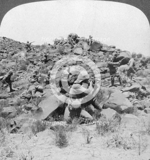 British soldiers in action, South Africa, Boer War, 1901. Artist: Underwood & Underwood