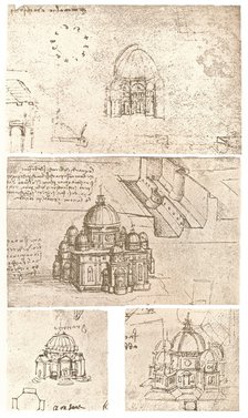 Four drawings of ecclesiastical architecture, c1472-c1519 (1883). Artist: Leonardo da Vinci.