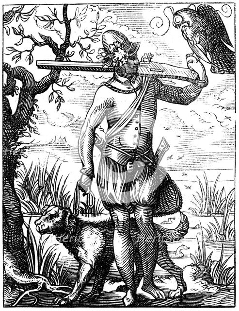 German falconer, 16th century (1849).Artist: Jost Amman