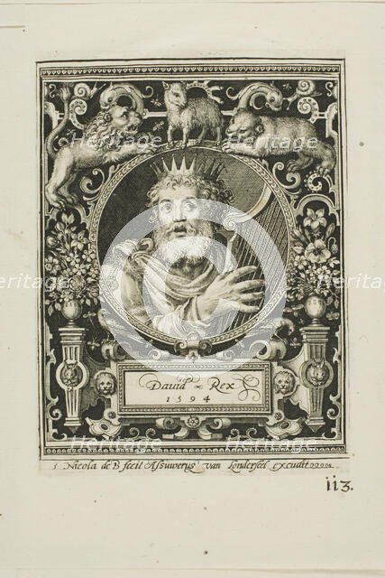 King David, plate five from The Nine Worthies, 1594. Creator: Nicolaes de Bruyn.