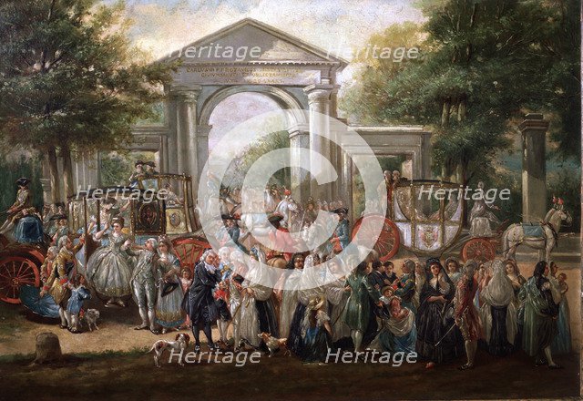  'Party in the Botanical Garden', oil on canvas by Luis Paret y Alcazar.