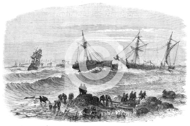 Wreck of the Aberdeen steamer Stanley at Tynemouth, 1864. Creator: Unknown.