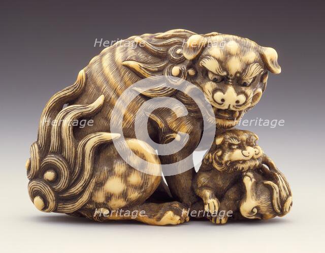 Chinese Lion and Young, 18th century. Creator: Tomotada.