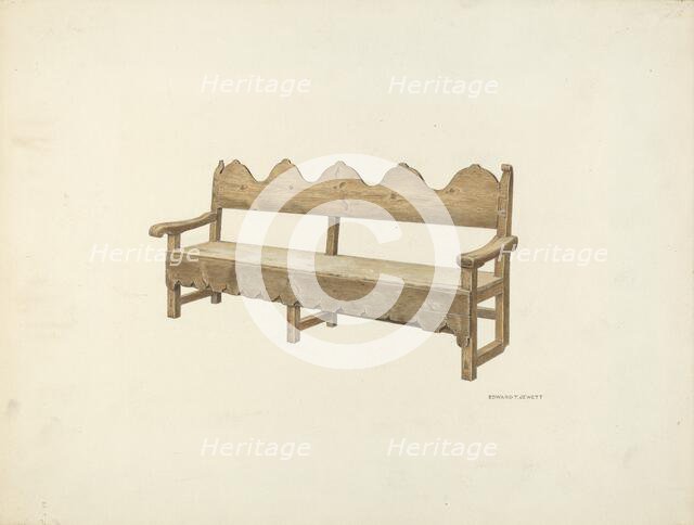 Wooden Bench, c. 1940. Creator: Edward Jewett.