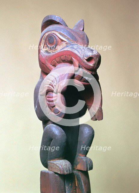 Detail of Native American totem pole. Artist: Unknown