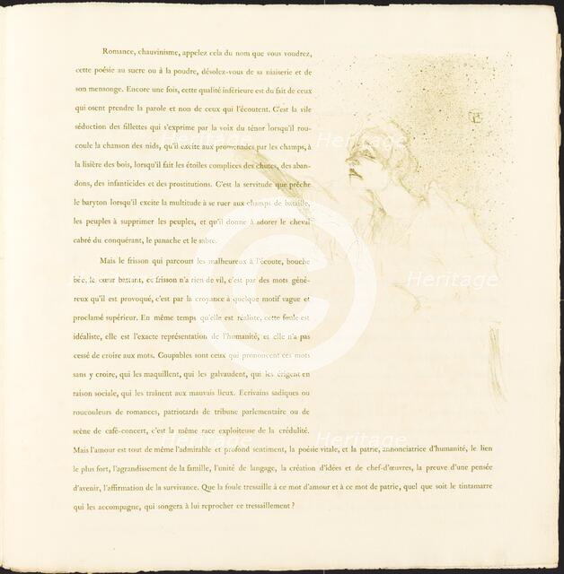 Yvette Guilbert, 1894. Creator: Henri de Toulouse-Lautrec.