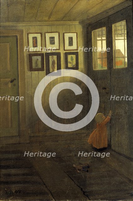 The Girl at the Door. Interior of the Artist's home, Älvängen, 1908.
