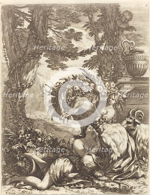 Faun Embracing a Bacchante, 1650s. Creator: Michel Dorigny.