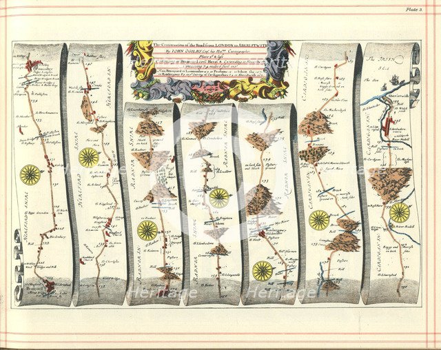 Britannia Atlas: The Continuation of the Road from London to Aberystwyth, 1675. Artist: Ogilby, John (1600-1676)