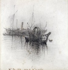 'Study of Shipping', 1876. Artist: John Ruskin