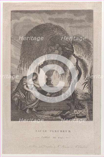 The Weeping Willow with hidden silhouettes of the Royal family, 1795., 1795. Creator: Anon.