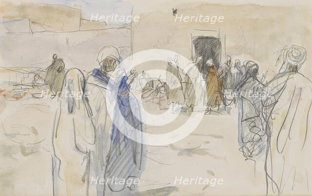 Street with figures near a house, 1923. Creator: Marius Bauer.