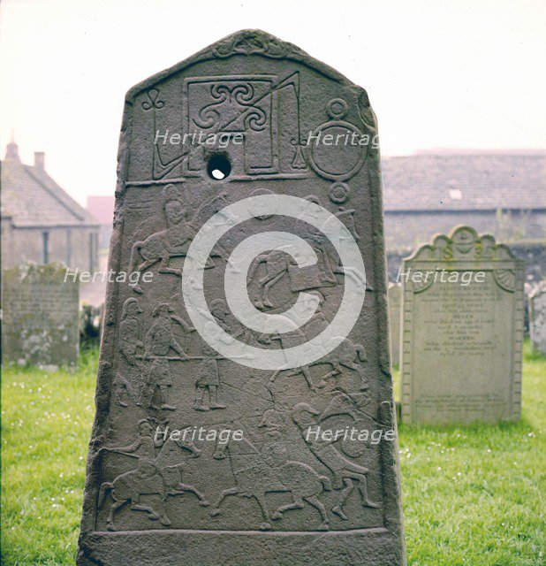 Pictish Carved Slab, showing symbols and Battle, c8th century. Artist: Unknown.