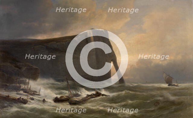 Porte d'Aval in Etretat, 1876. Creator: Jacob Jacobs.