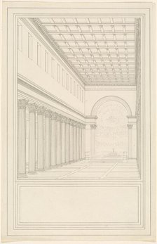 The Nave and Apse, without a Transept, of a Cathedral for Berlin, 1827/1828. Creator: Karl Friedrich Schinkel.