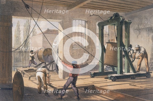Telegraph wire at the Greenwich works, c1865. Artist: Unknown