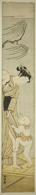 Young Woman and Boy on Veranda, Japan, c. early 1770s. Creator: Masunobu.