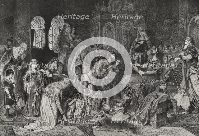 Jewish merchant showing his jewellery to the Prince of Thuringia at Wartburg Castle, 1878. Creator: Unknown.