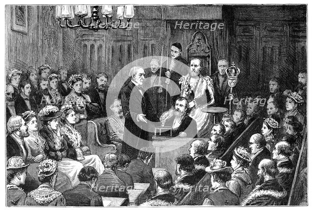 'Presentation of the Freedom of the City to Mr Gladstone', 1877. Artist: Unknown