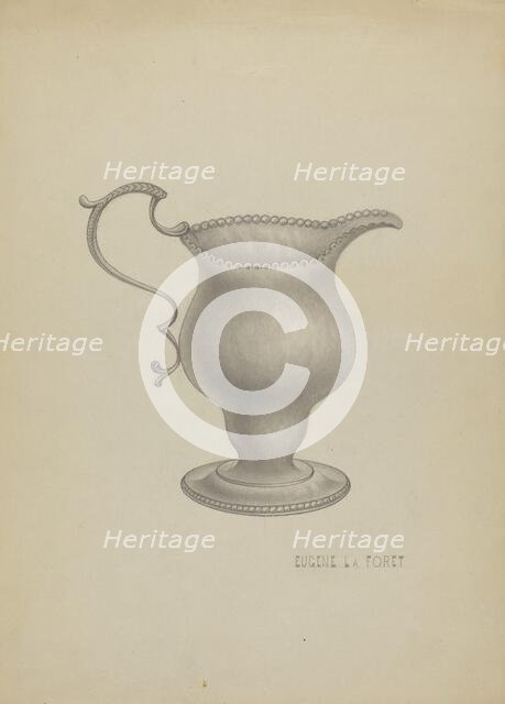 Silver Cream Pitcher, c. 1936. Creator: Eugene La Foret.