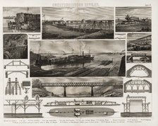 Several engravings of civil constructions for railway traffic, Madrid 1881.