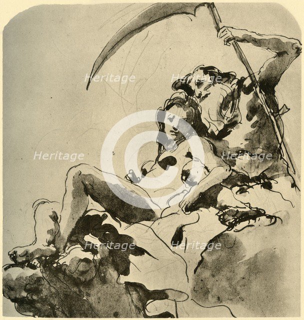 'Chronos and a Young Woman', mid 18th century, (1928). Artist: Giovanni Battista Tiepolo.