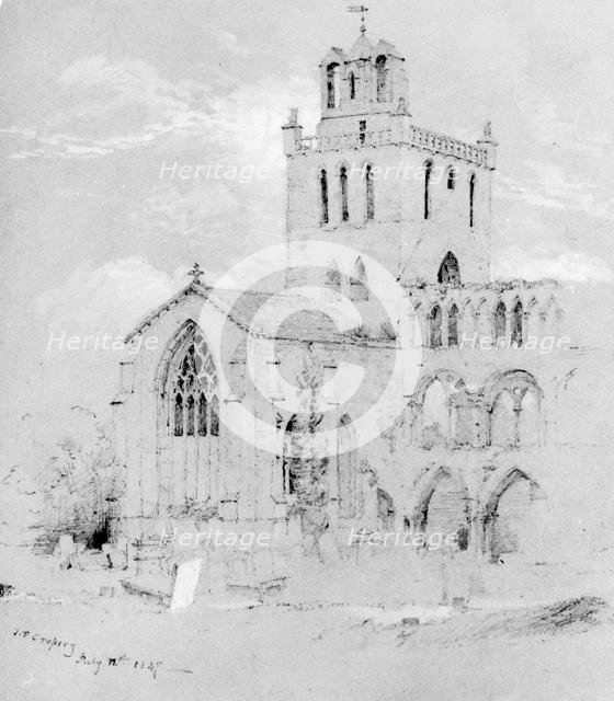 Jedburgh Abbey (from Cropsey Album), 1847. Creator: Jasper Francis Cropsey.