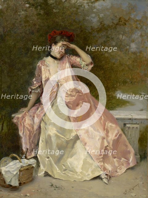 Woman With A Picnic Basket, c1890. Creator: Raimundo de Madrazo y Garreta.